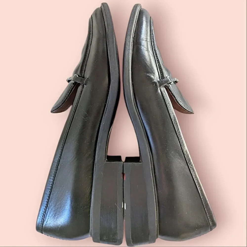 SARTO Black Leather Horsebit Accent Cushioned Loafers size 40 10M